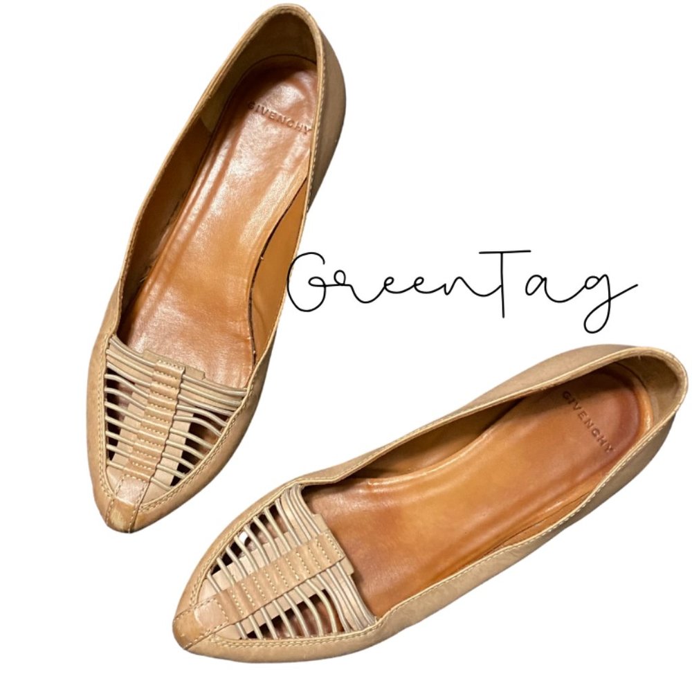 Givenchy Pointed Toe Strappy Nude Flats